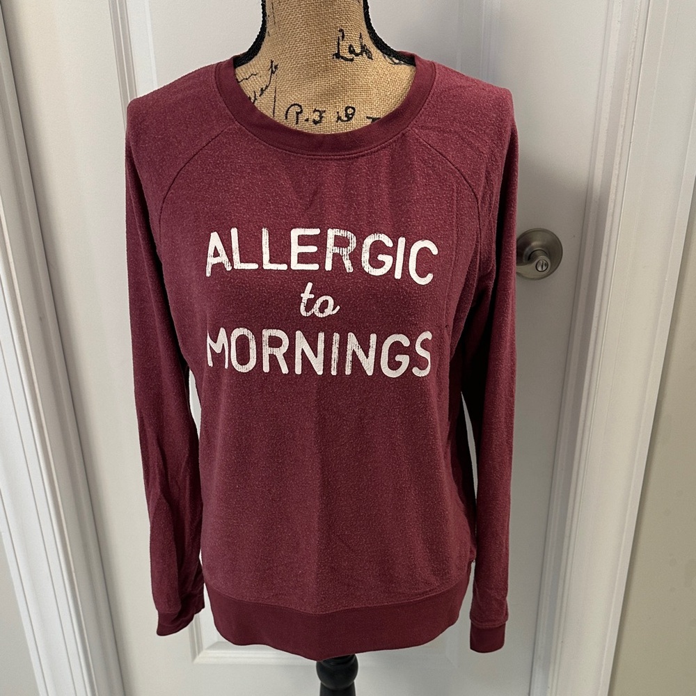 Grayson Threads Maroon Sweatshirt “allergic to mornings”